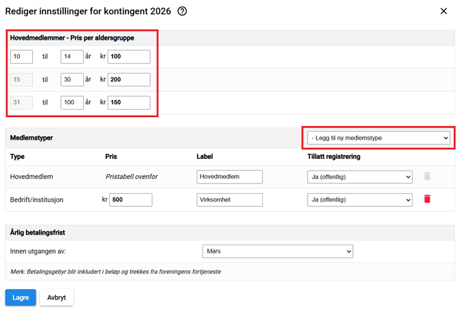 kontingent konfigurering